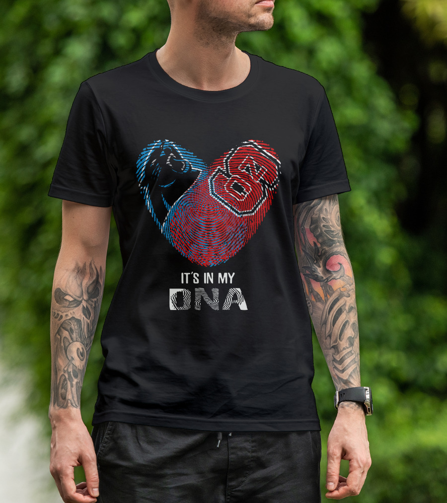 Panthers NC State Fingerprint Heart It's In My DNA T-Shirt