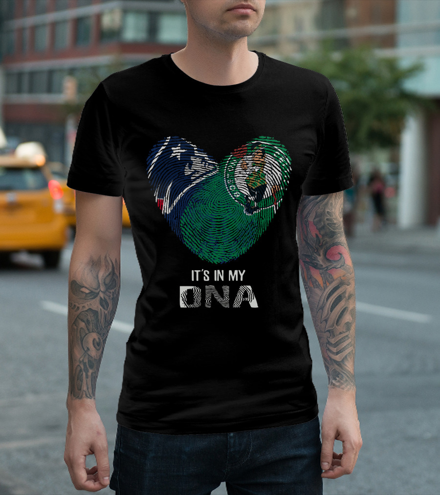 Patriots Celtics Heart DNA Fingerprint με τα λογὀτυπα των Patriots και Celtics T-Shirt