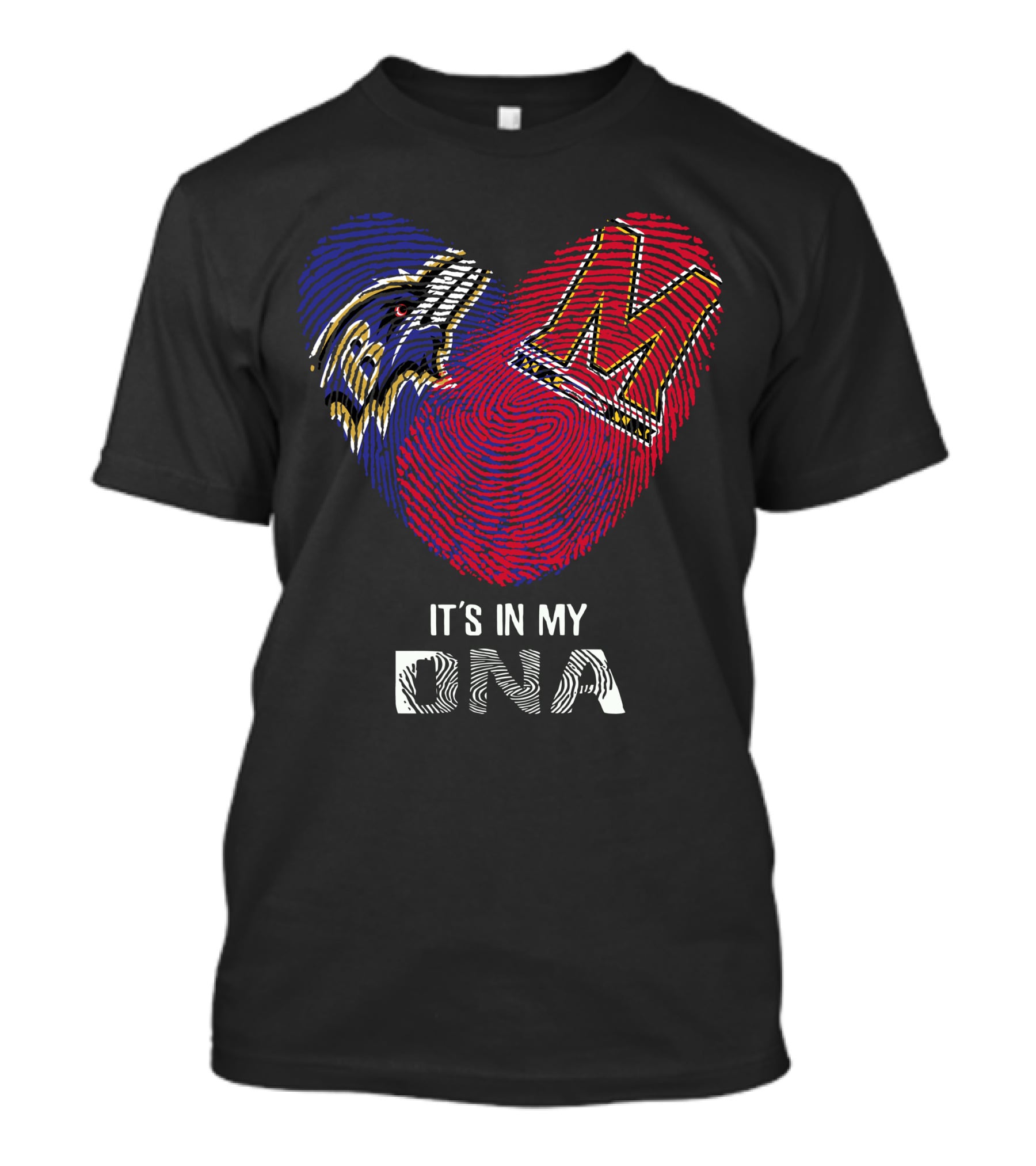 Ravens Maryland Terrapins Heart-Shaped Fingerprint It's In My DNA T-Shirt