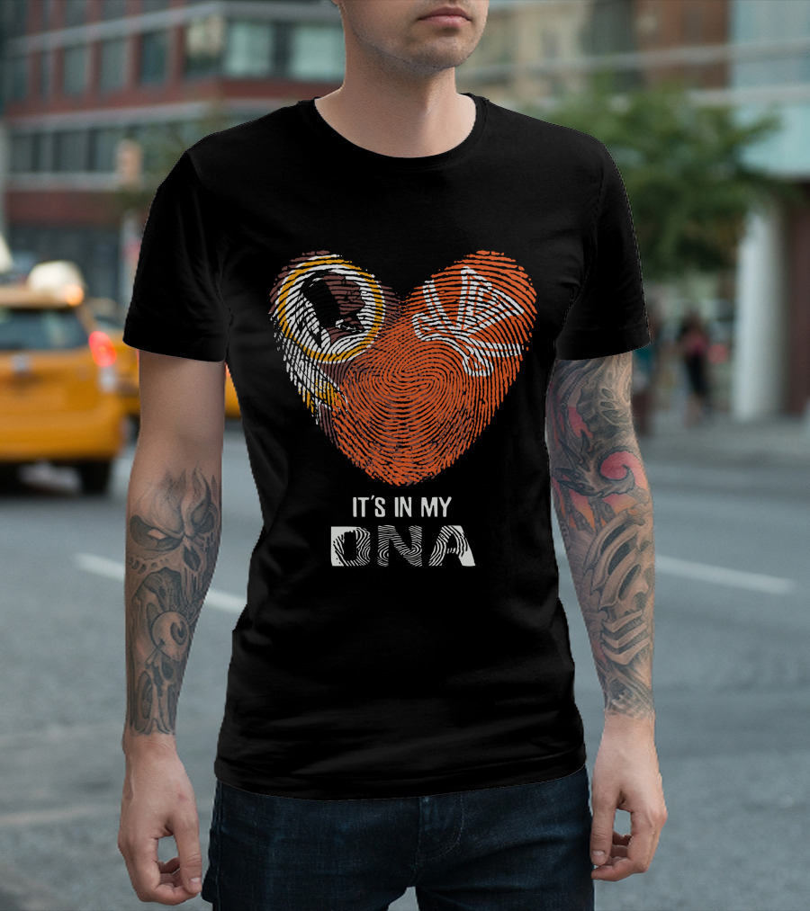 Redskins Cavaliers It's In My Dna Heart Fingerprint T-Shirt