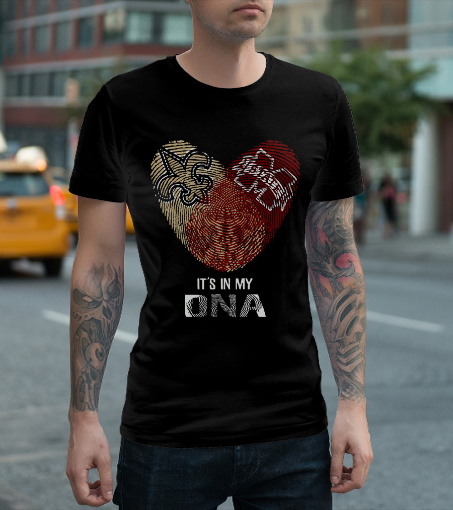 Saints MS State It's In My DNA Fleur-de-lis and Bulldog Fingerprint T-Shirt