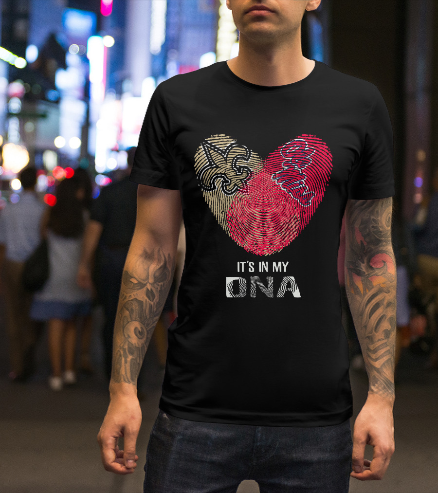 Saints Ole Miss Fingerprint Heart It's In My DNA T-Shirt