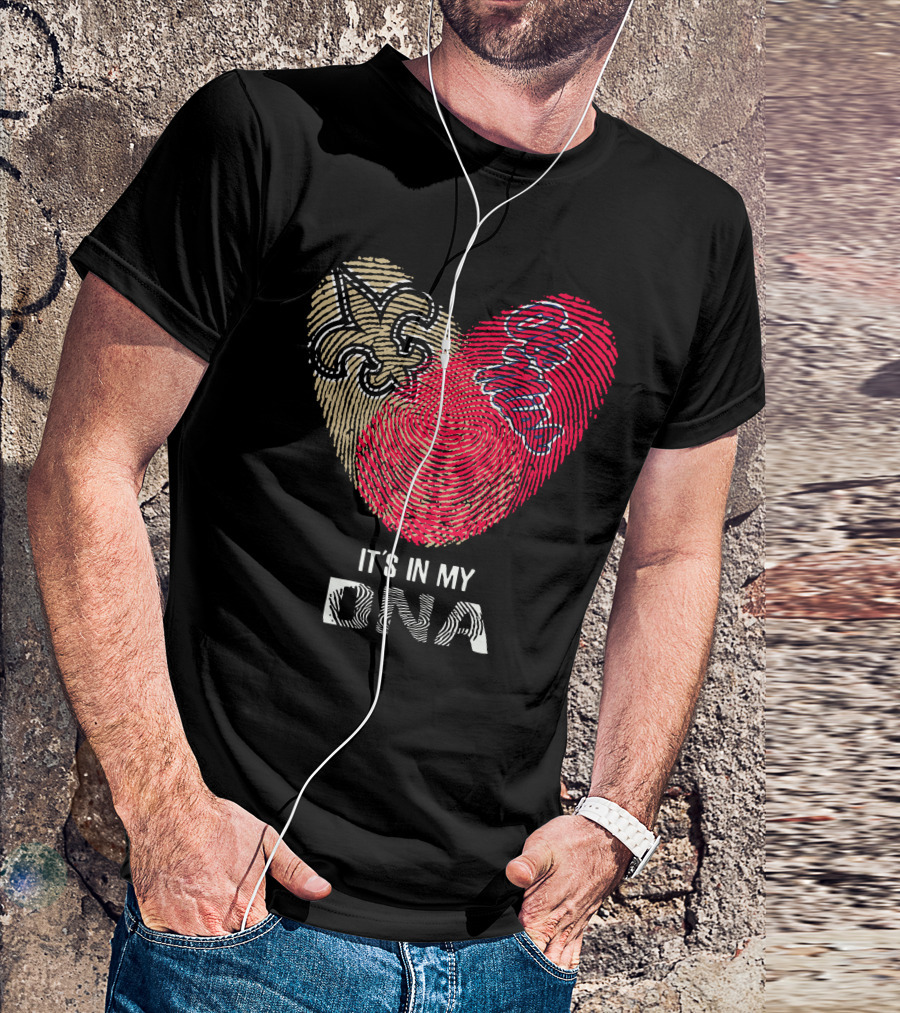 Saints Ole Miss Fingerprint Heart It's In My DNA T-Shirt