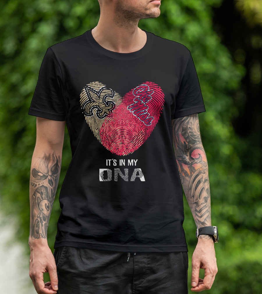 Saints Ole Miss Fingerprint Heart It's In My DNA T-Shirt