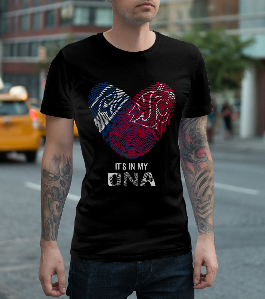 Seahawks Washington State It's In My DNA Heart Fingerprint T-Shirt