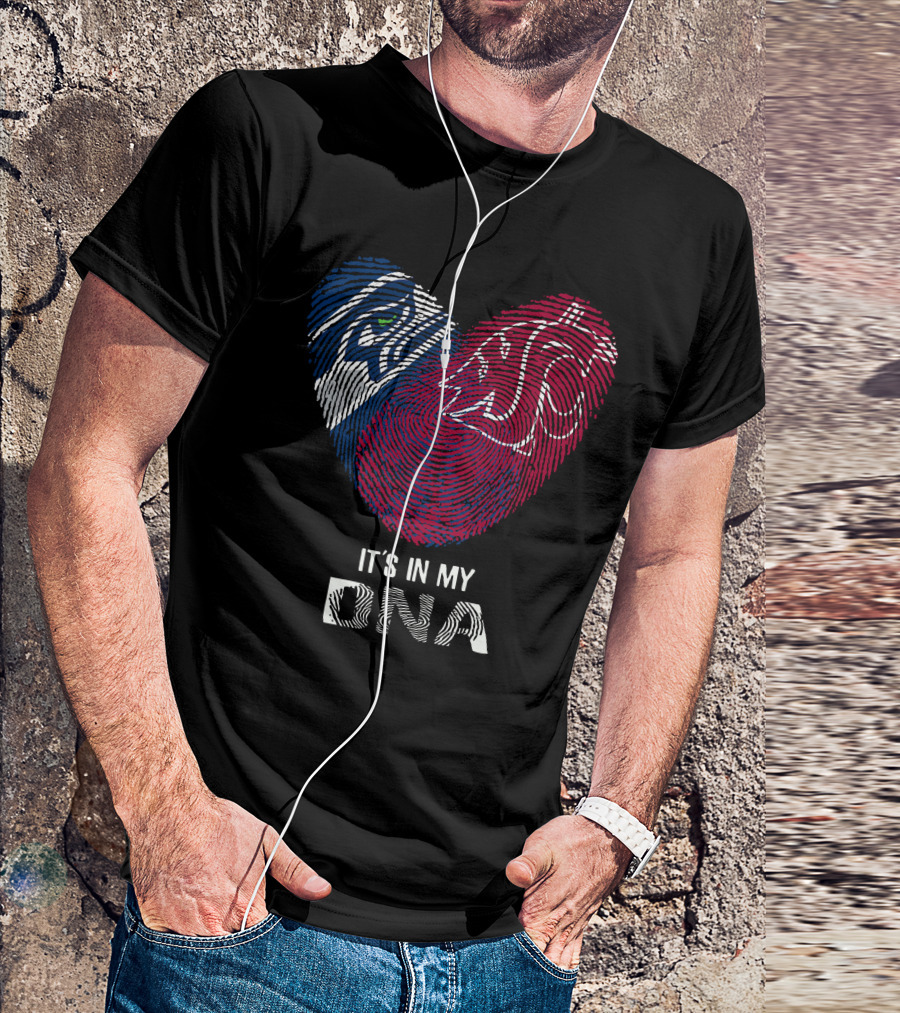 Seahawks Washington State It's In My DNA Heart Fingerprint T-Shirt