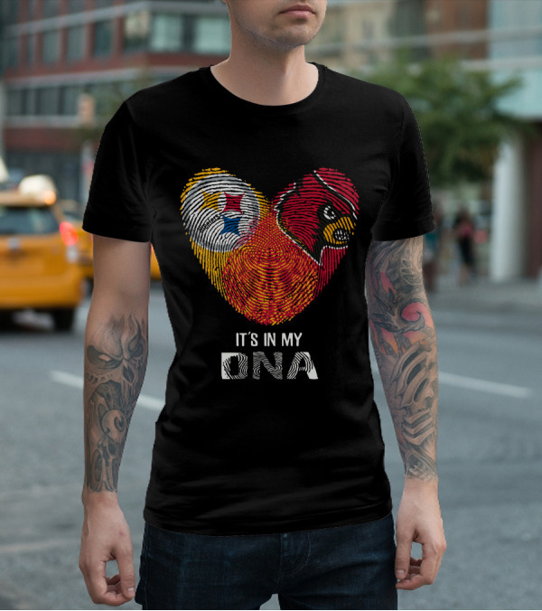 Steelers Cardinals It's In My DNA Fingerprint Heart T-Shirt