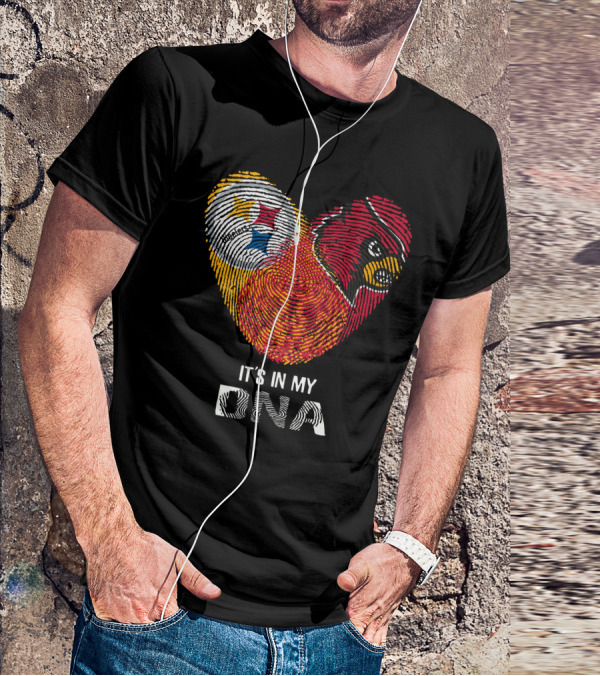 Steelers Cardinals It's In My DNA Fingerprint Heart T-Shirt