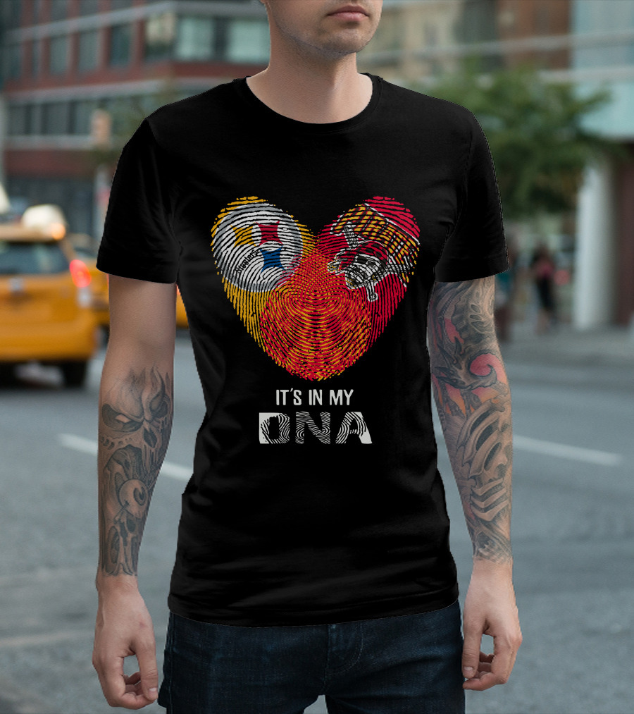 Steelers Pirates It’s In My DNA Fingerprint Heart T-Shirt