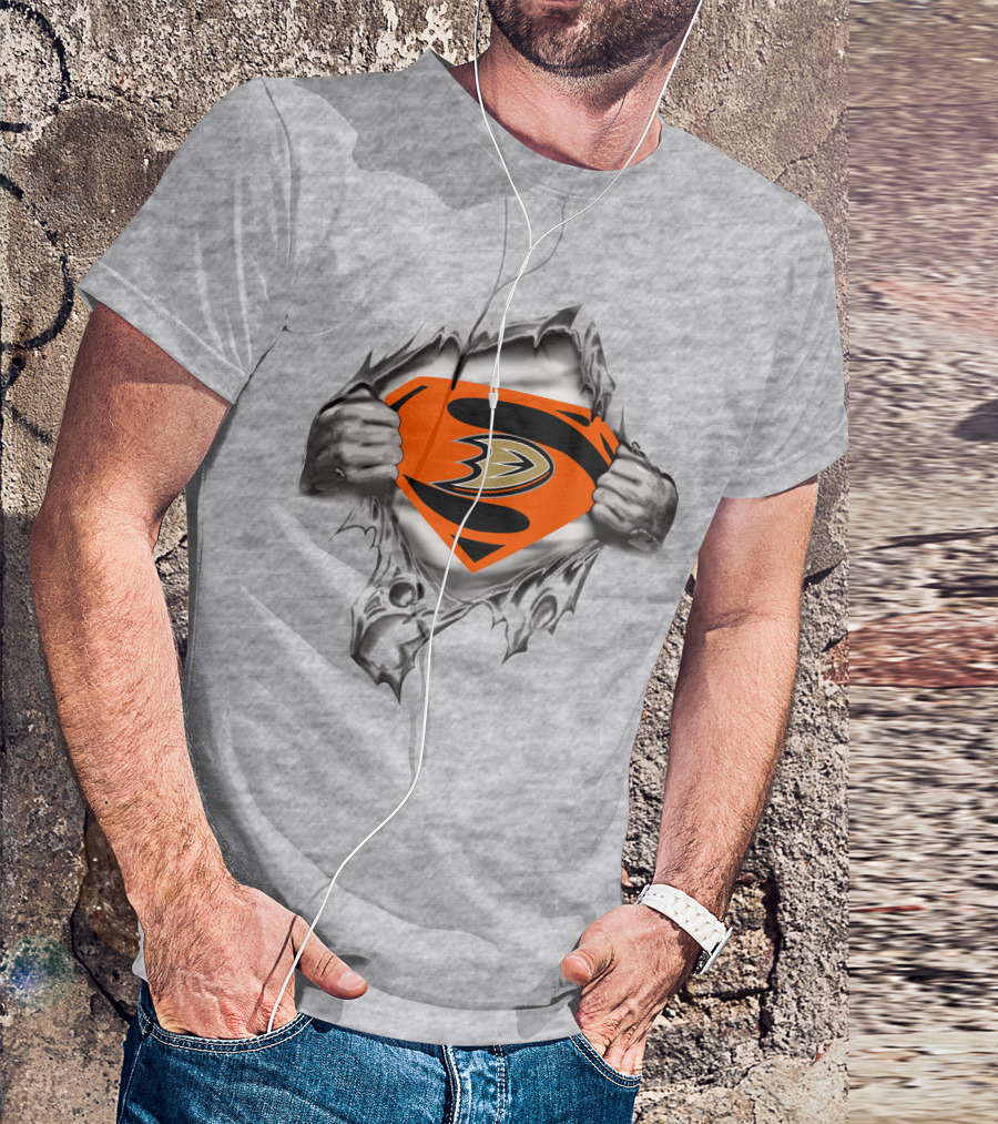 Anaheim Ducks Superman Logo Rip Open T-Shirt