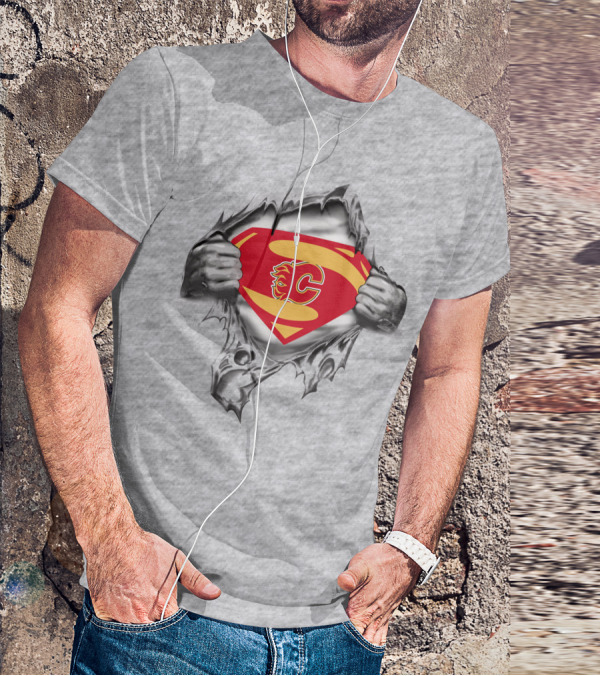 Calgary Flames Superman Logo Crossover T-Shirt