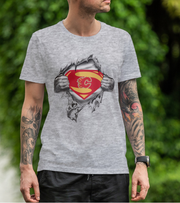 Calgary Flames Superman Logo Crossover T-Shirt