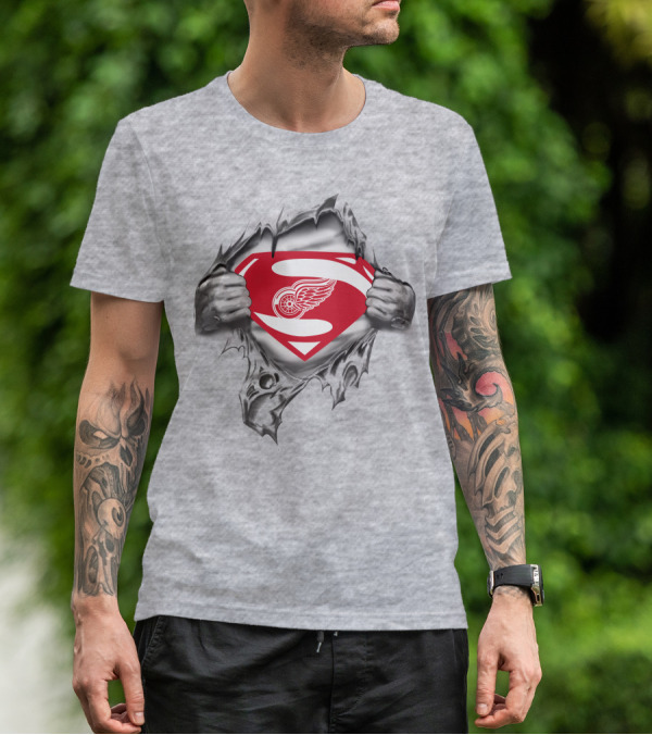 Detroit Red Wings Superman Symbol Iconic Crossover T-Shirt
