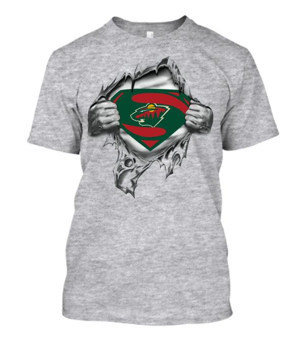 Minnesota Wild Superhero Chest Logo Reveal T-Shirt