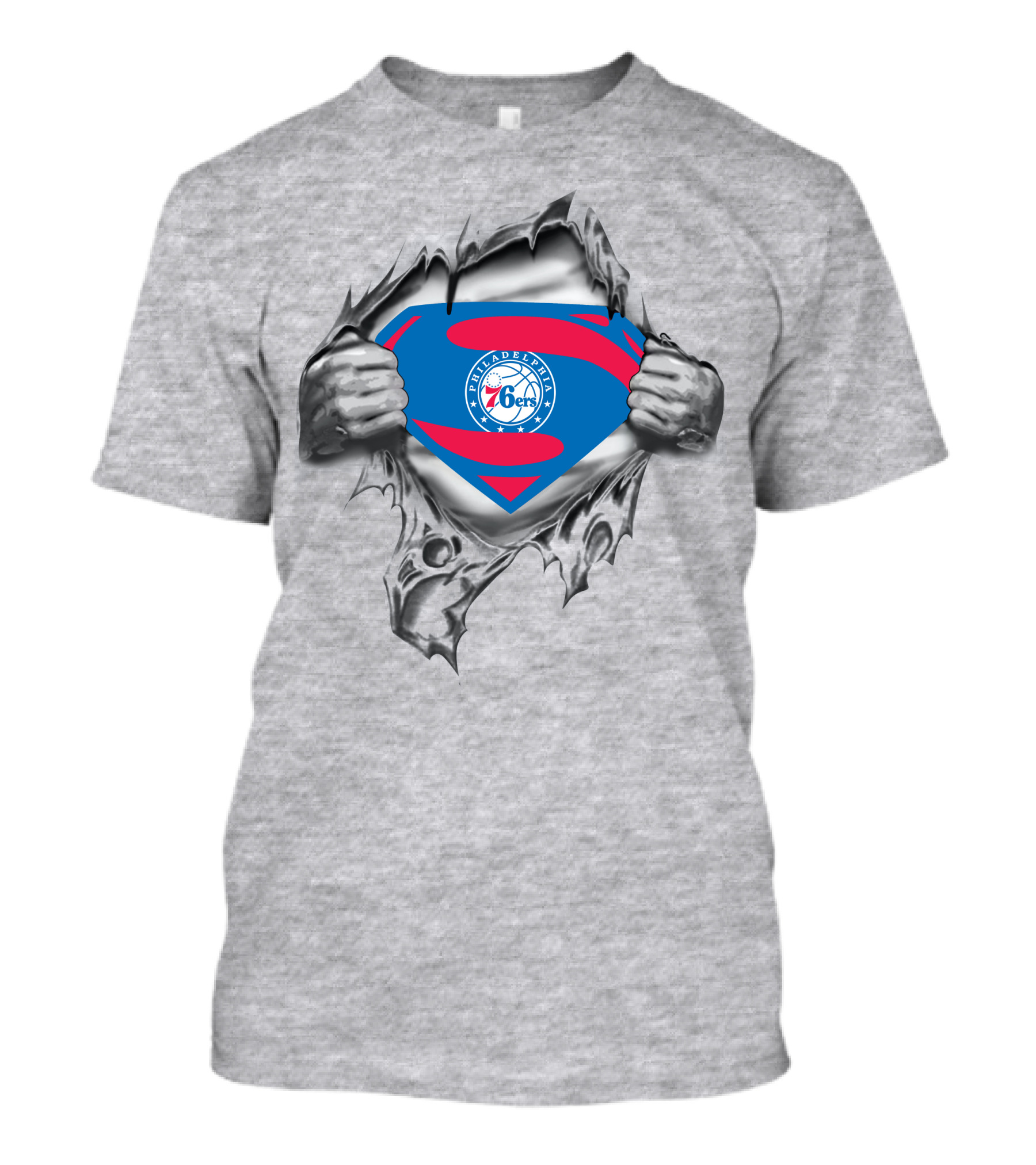 Philadelphia 76ers Superman Logo Torn Chest T-Shirt