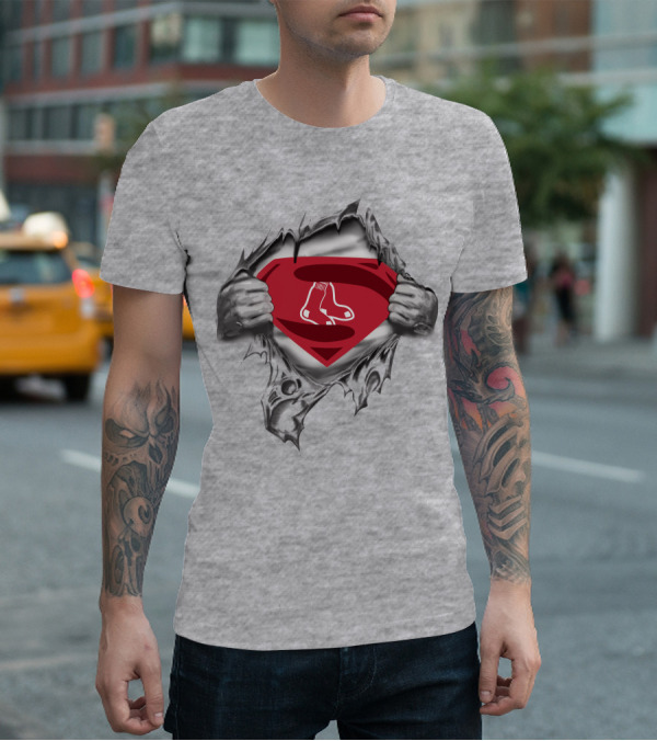 Boston Red Sox Superman Logo Rip T-Shirt