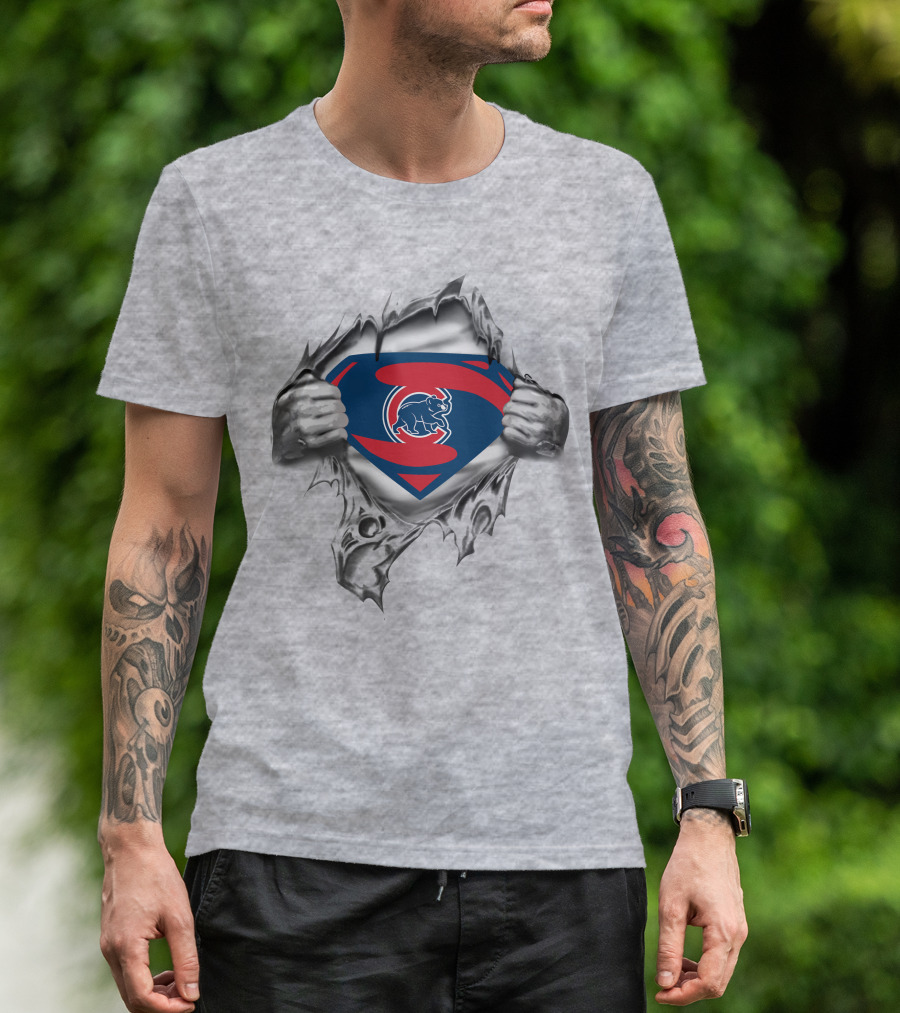 Cubs Superman Baseball Logo Rip T-Shirt