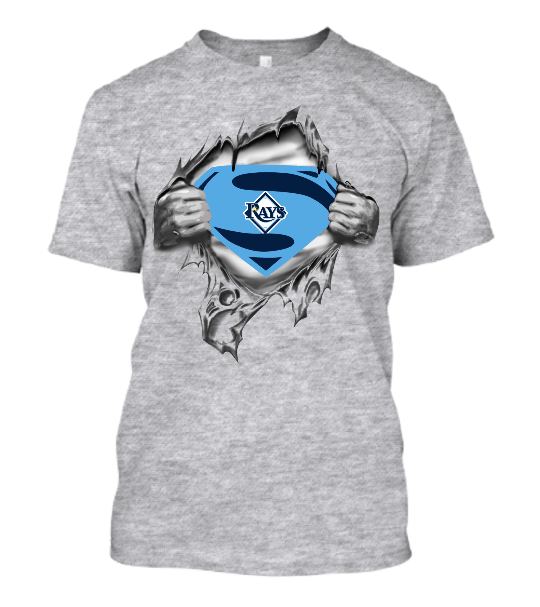 Rays Superman Symbol Logo Torn Chest T-Shirt