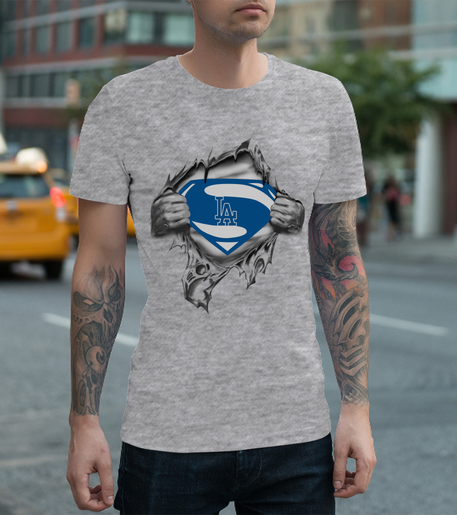 La Dodgers Superman Logo Breakthrough Hero T-Shirt