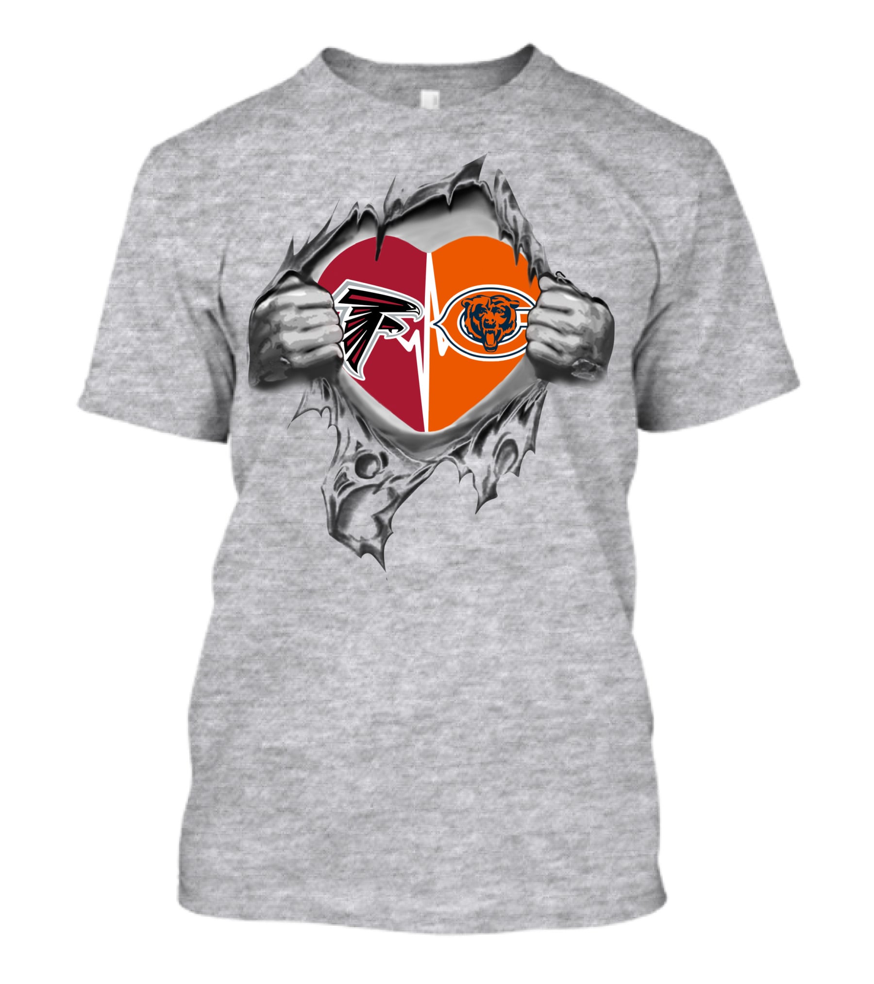 Falcons Bears Heartbeat Rivalry Football T-Shirt