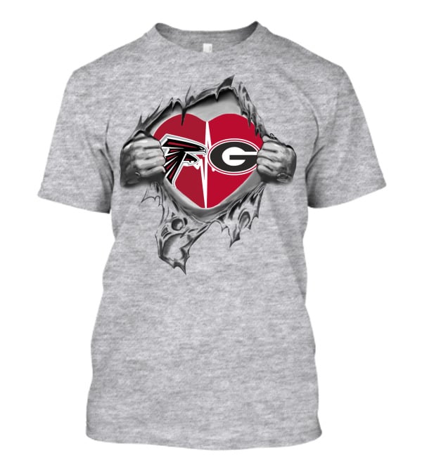Falcons Georgia Bulldogs Heart T-Shirt
