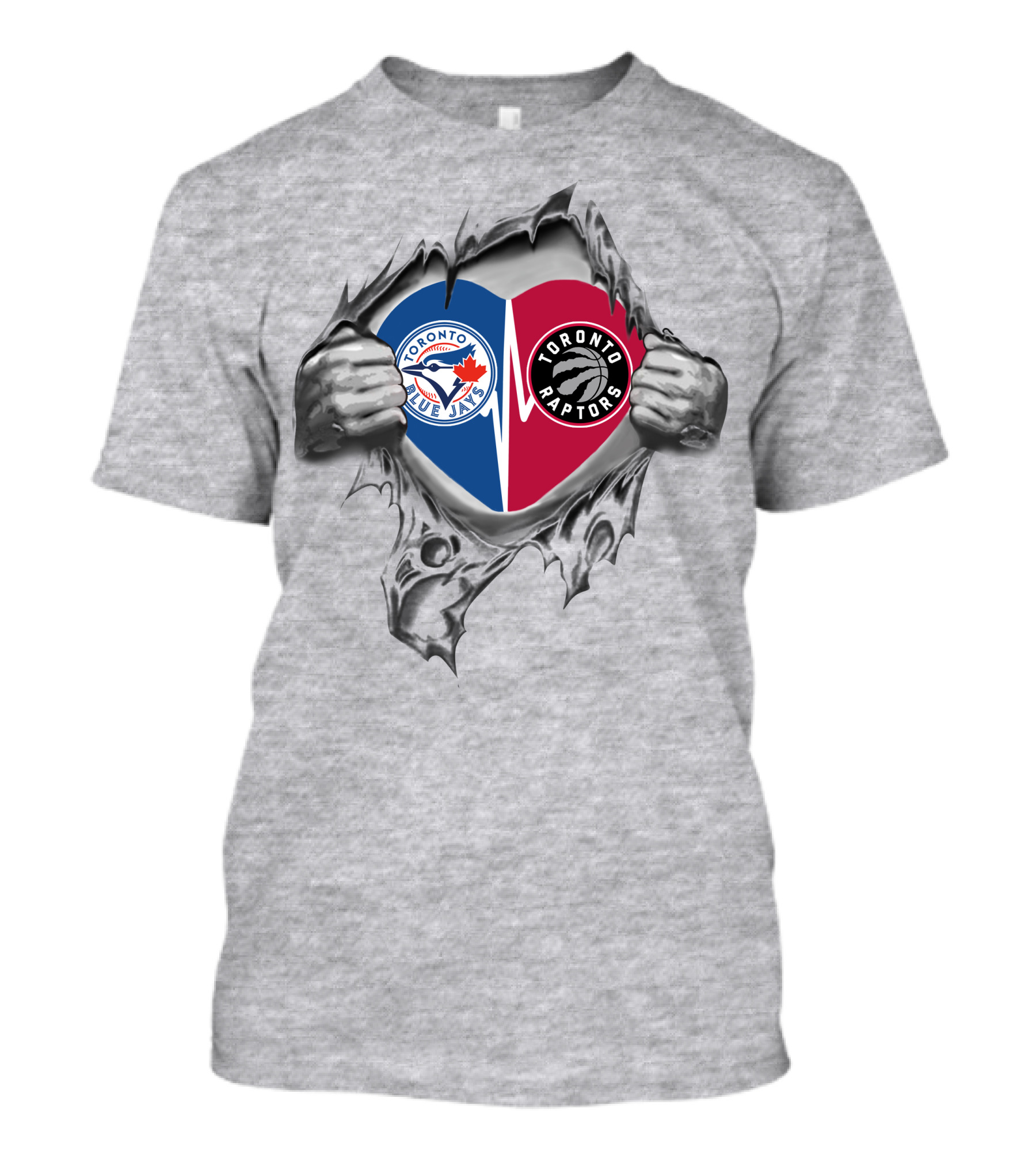 Toronto Blue Jays Raptors Heart Split T-Shirt