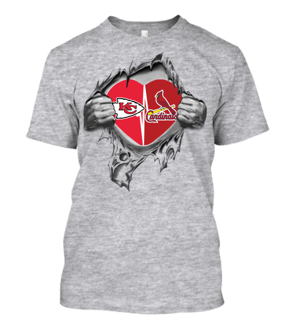 Chiefs Cardinals Heartbeat Loyalty Logo Fusion T-Shirt