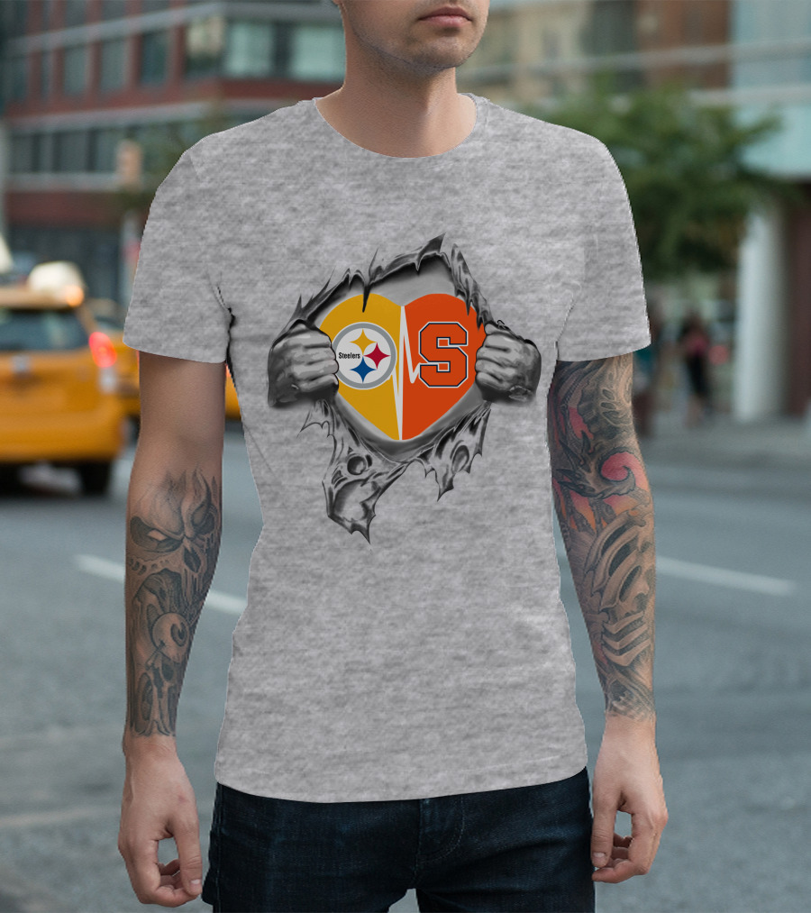 Steelers Syracuse Heart Logo Rip T-Shirt