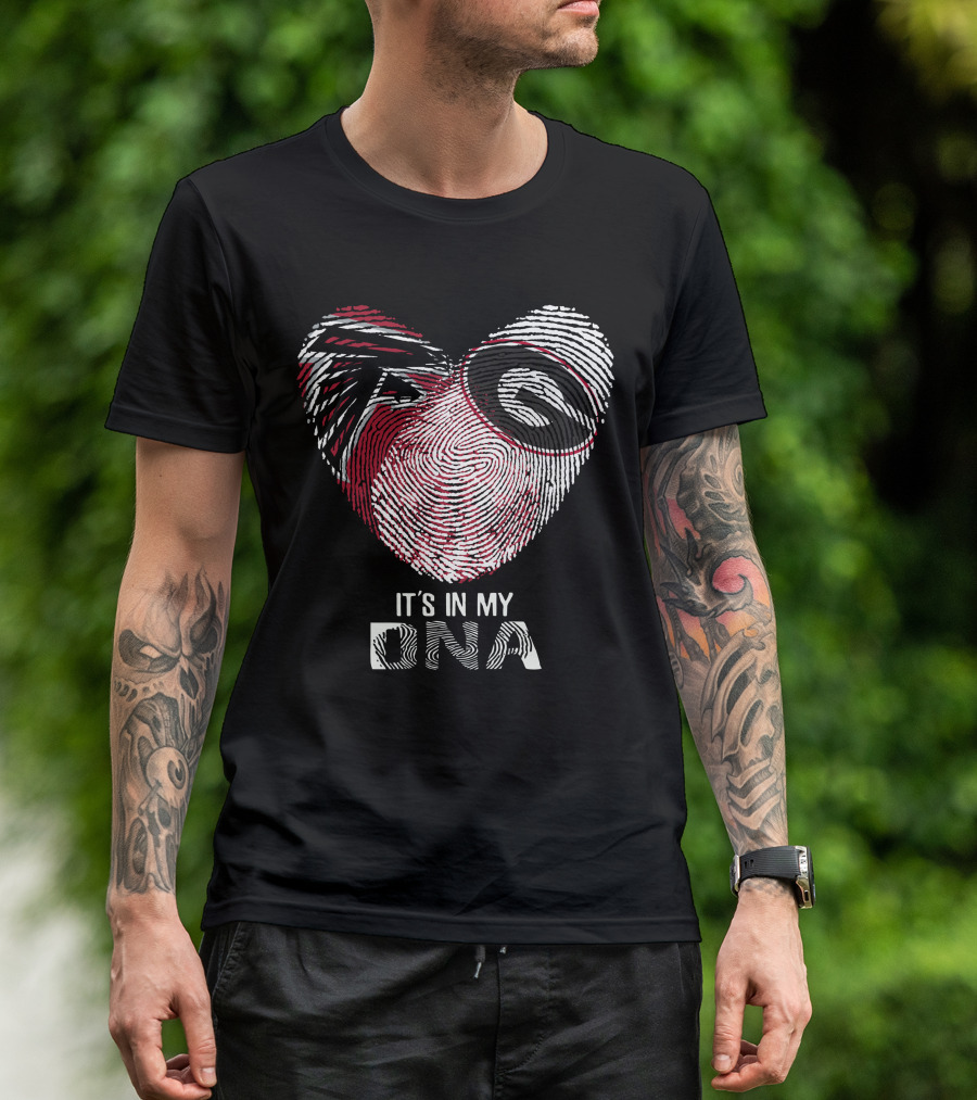 Falcons Bulldogs Heart It's In My Dna Fingerprint T-Shirt