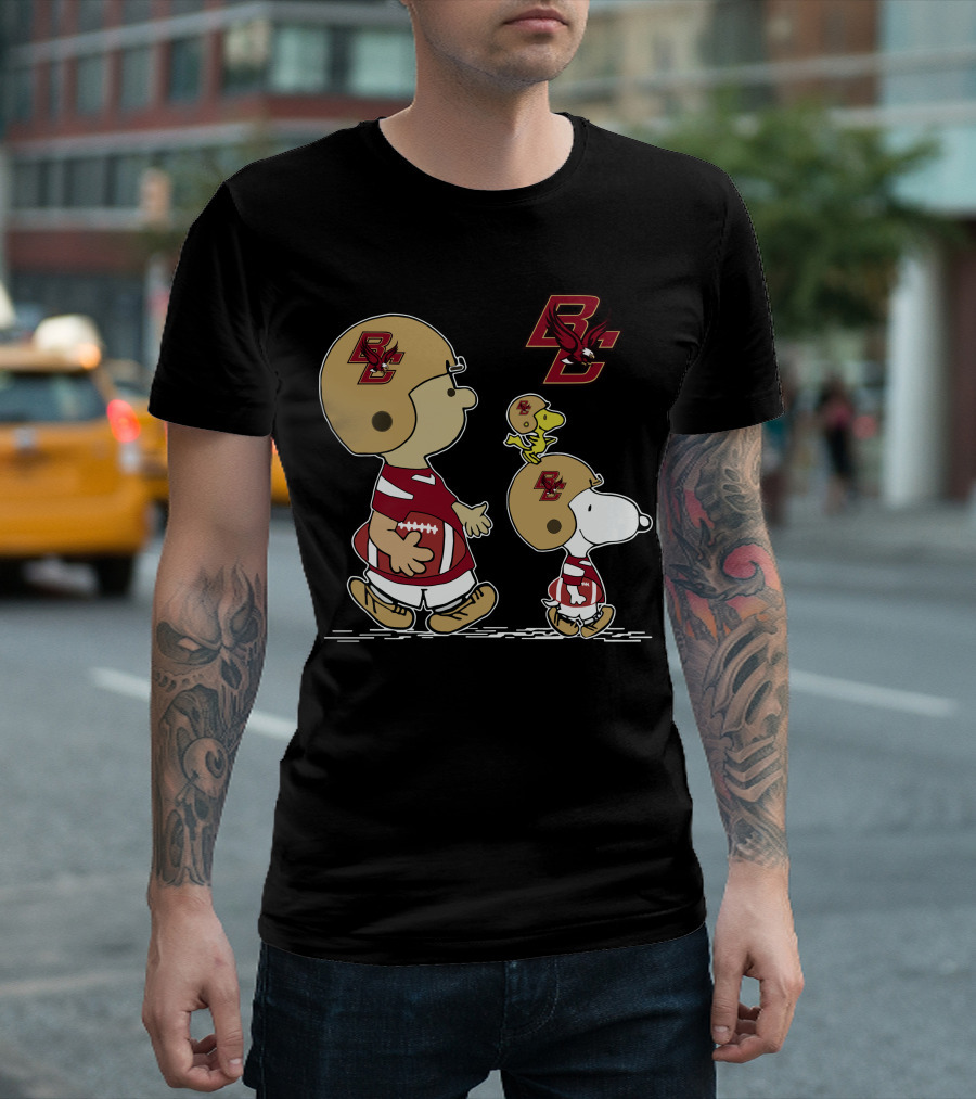 Boston College Eagles Snoopy And Woodstock Football Team Spirit T-Shirt