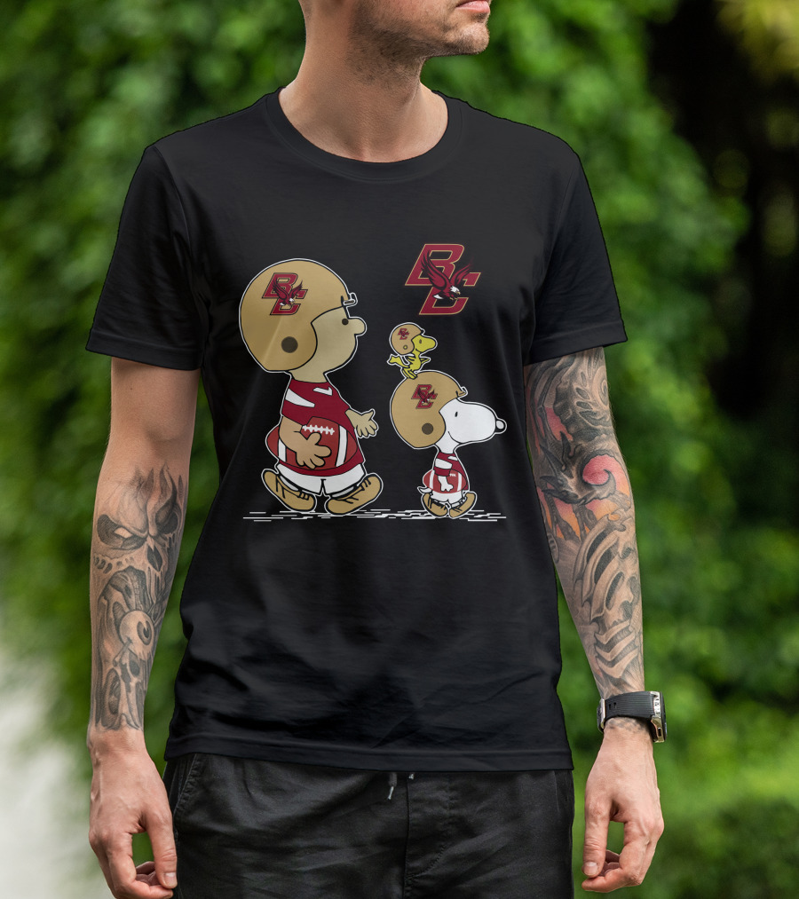 Boston College Eagles Snoopy And Woodstock Football Team Spirit T-Shirt