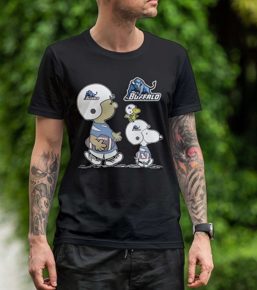 Buffalo Snoopy Peanuts Football Players With Helmets And Football T-Shirt