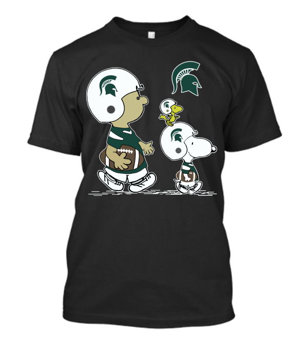 Michigan Spartans Snoopy Woodstock Football Helmet Logo Peanuts T-Shirt