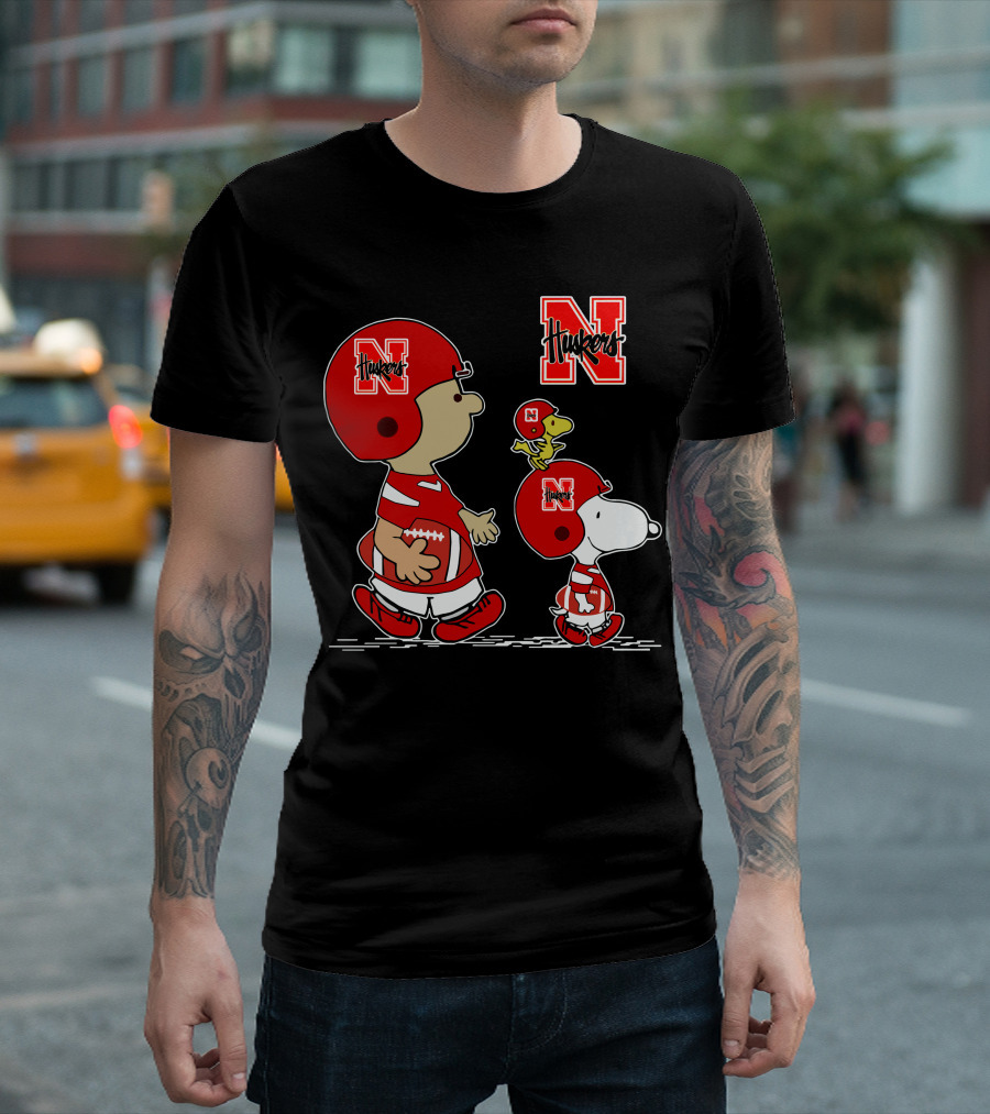 Nebraska Huskers Snoopy Woodstock Football Team Fan Gear T-Shirt