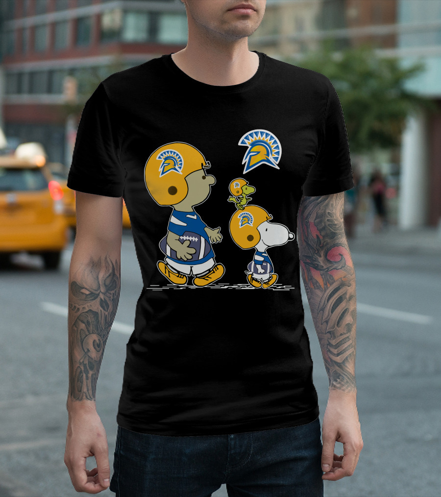 San Jose State Spartans Snoopy And Woodstock Football Helmet T-Shirt