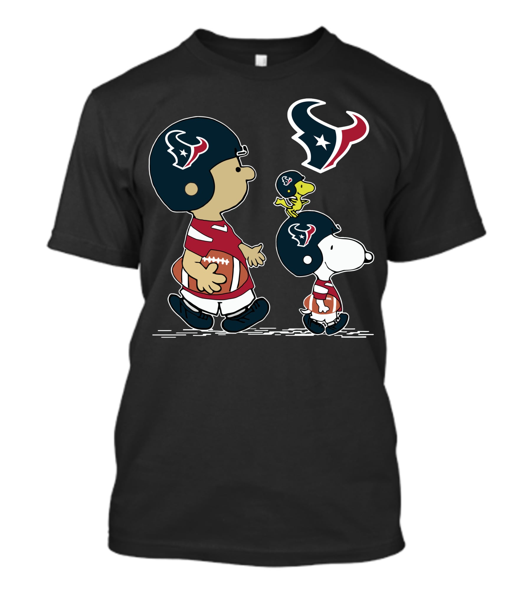 Snoopy Texans Football Charlie Brown Woodstock NFL Fan T-Shirt