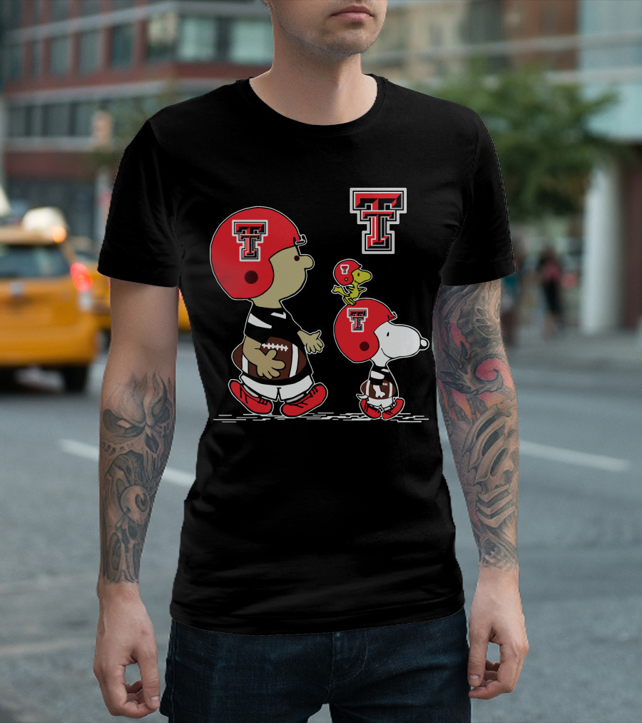 Texas Tech Snoopy Football Peanuts Characters Red Raiders T-Shirt