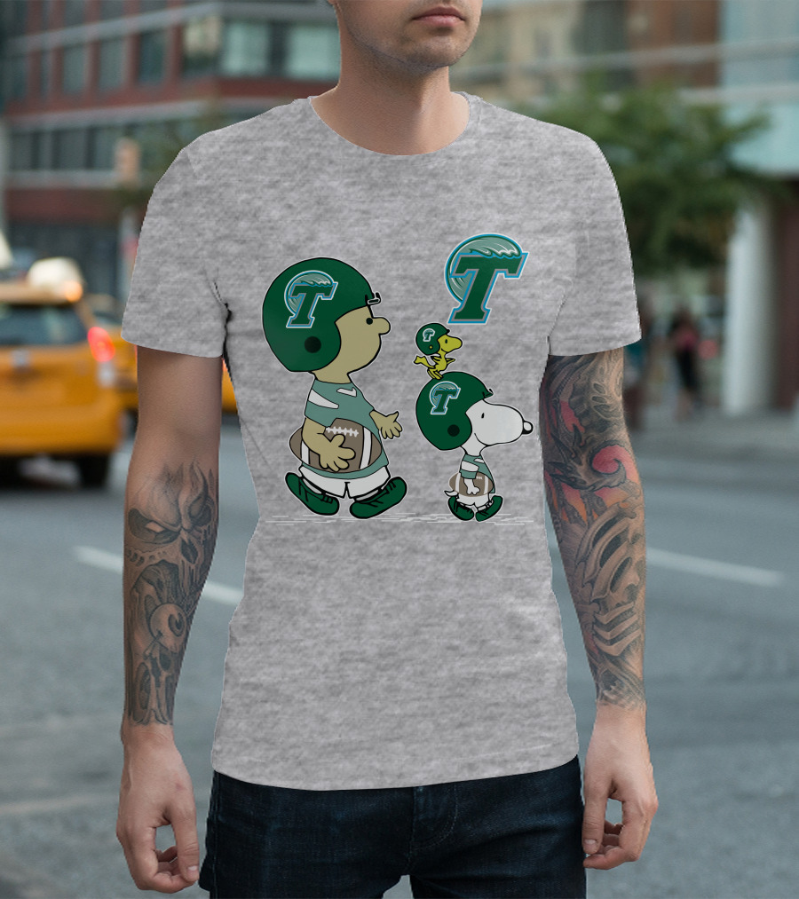 Tulane Football Snoopy And Woodstock Peanuts Characters T-Shirt