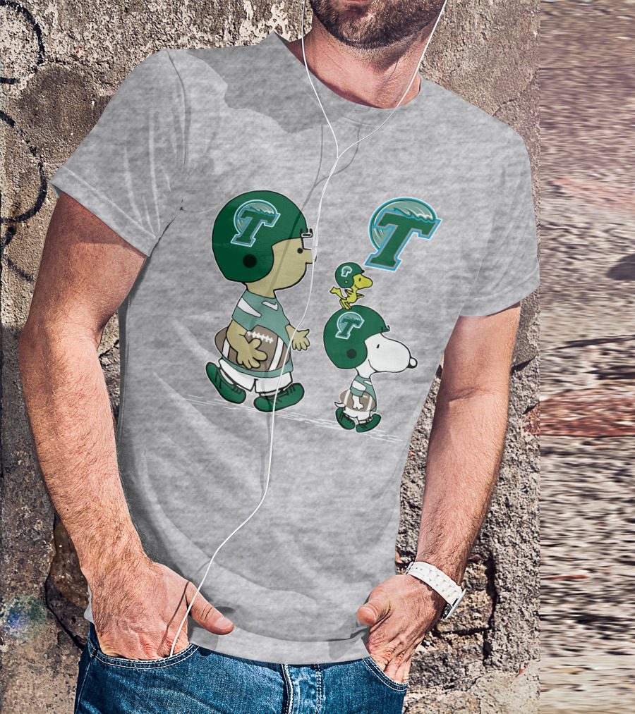 Tulane Football Snoopy And Woodstock Peanuts Characters T-Shirt
