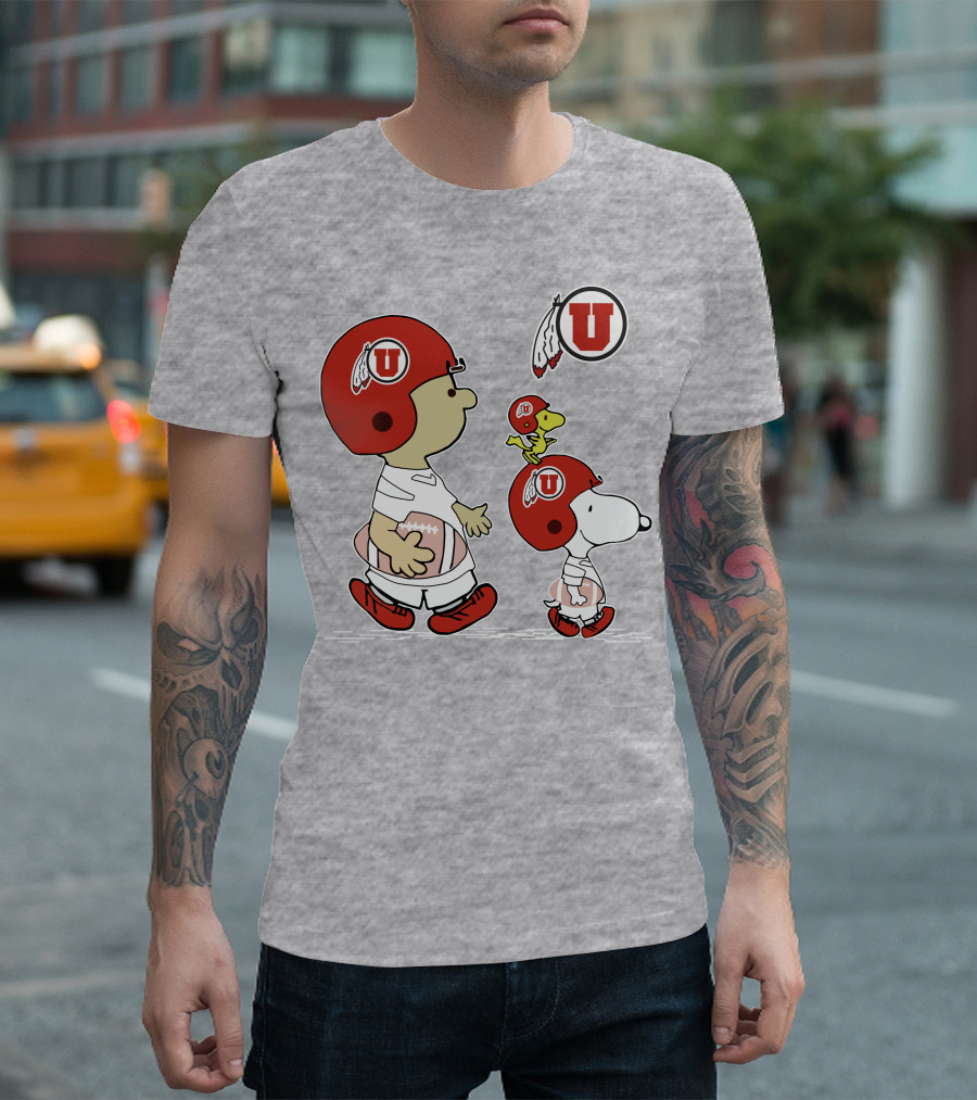 Utah Utes Snoopy And Woodstock Football Helmet Team Spirit T-Shirt