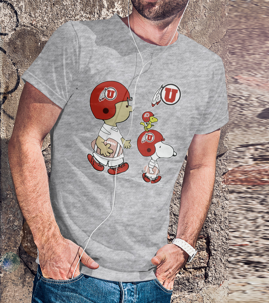 Utah Utes Snoopy And Woodstock Football Helmet Team Spirit T-Shirt