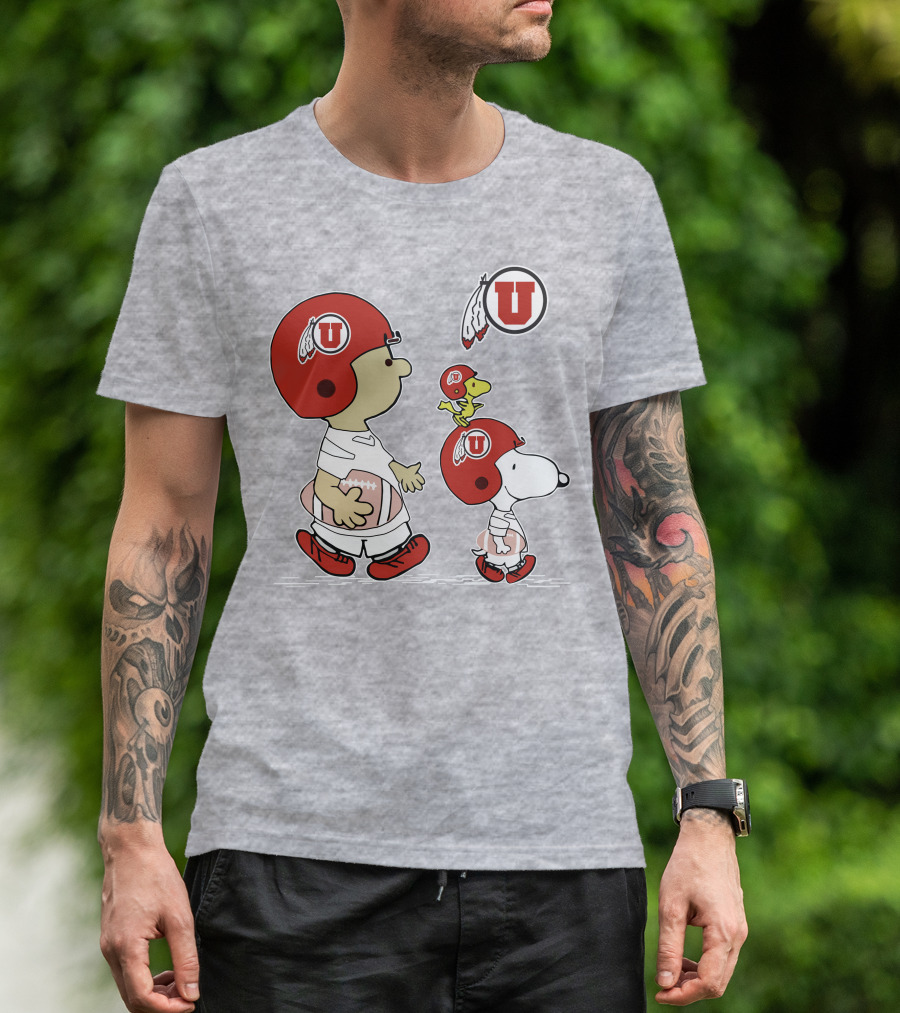 Utah Utes Snoopy And Woodstock Football Helmet Team Spirit T-Shirt