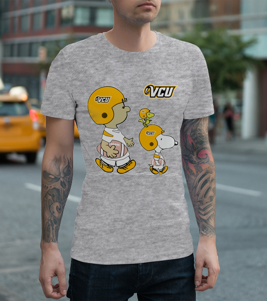 VCU Football Snoopy and Woodstock in Helmets T-Shirt