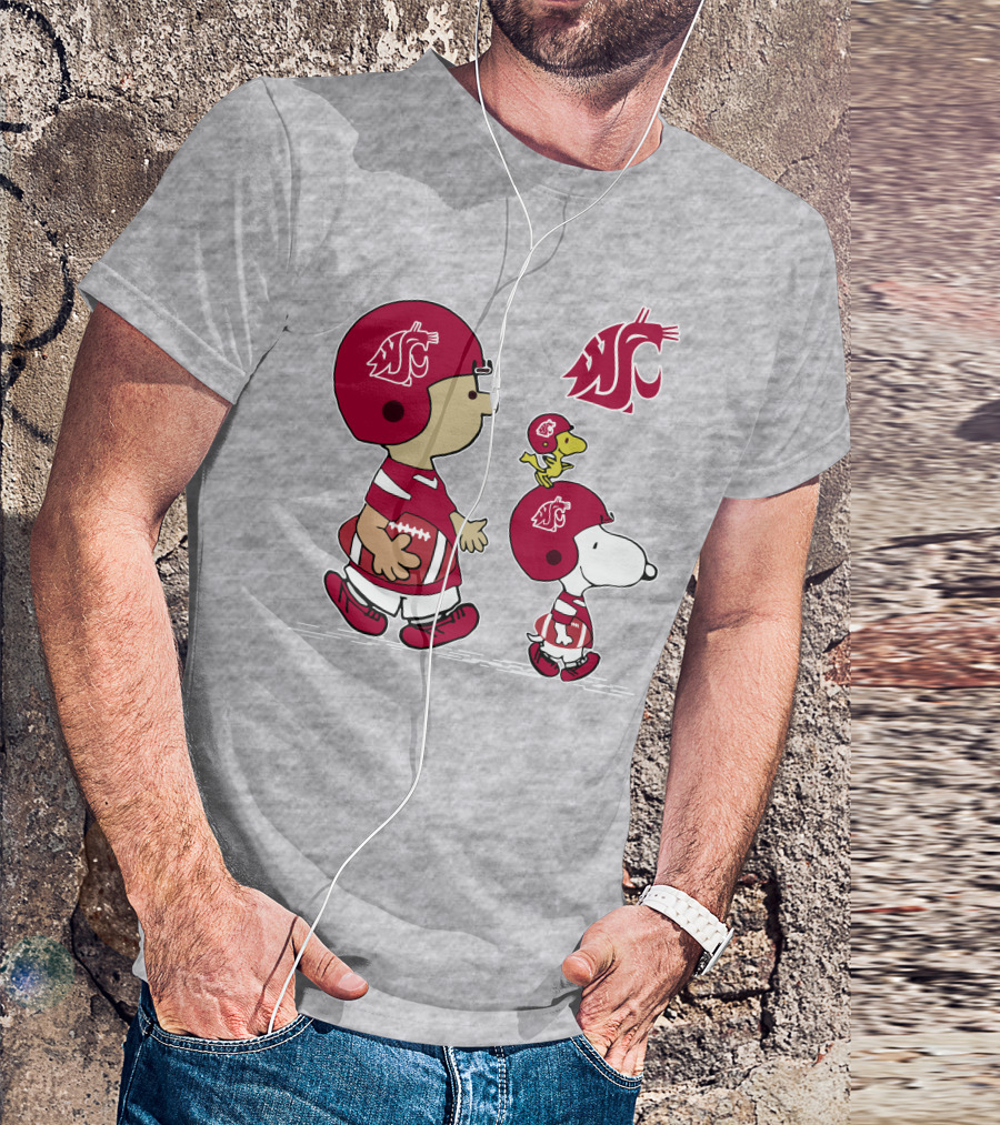 Washington State Cougars Snoopy Football Peanuts T-Shirt
