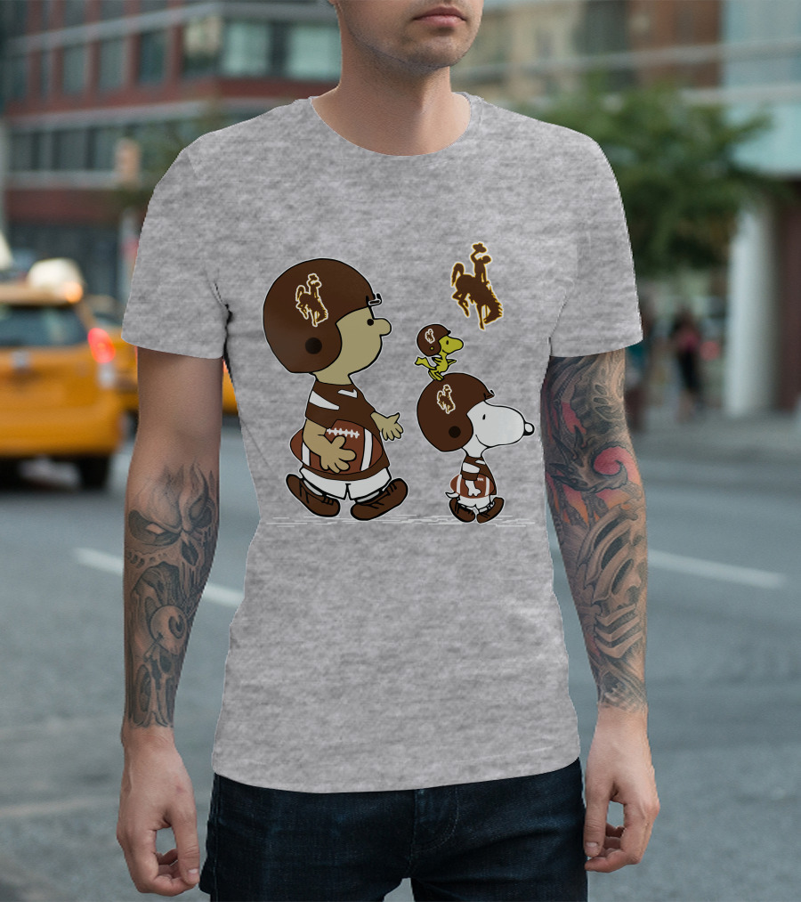 Wyoming Cowboys Peanuts Characters Football T-Shirt