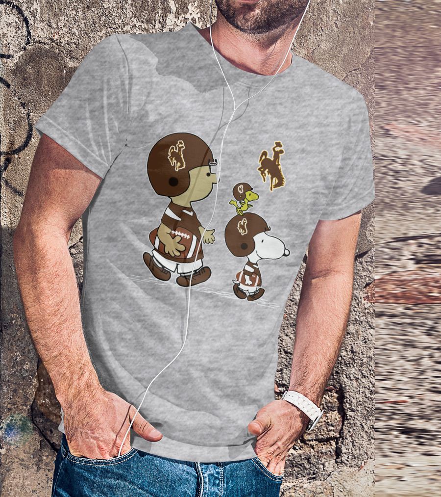 Wyoming Cowboys Peanuts Characters Football T-Shirt