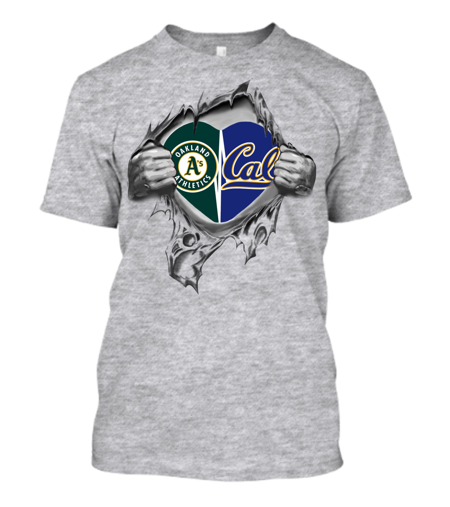 Oakland A's Athletics Cal Berkeley Heart Torn Reveal T-Shirt
