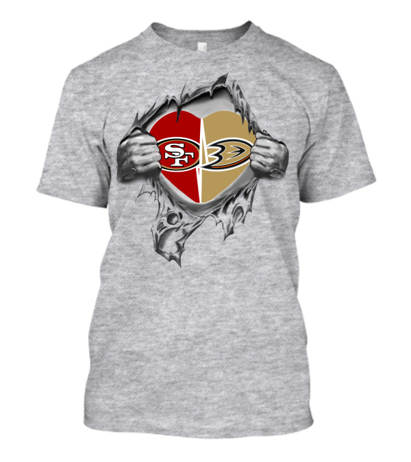 SF 49ers Anaheim Ducks Heart T-Shirt