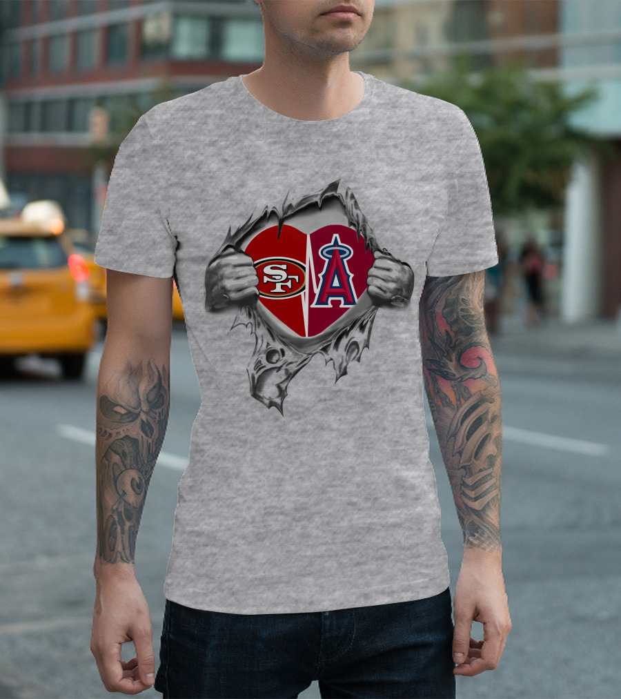 SF 49ers Los Angeles Angels Heart T-Shirt