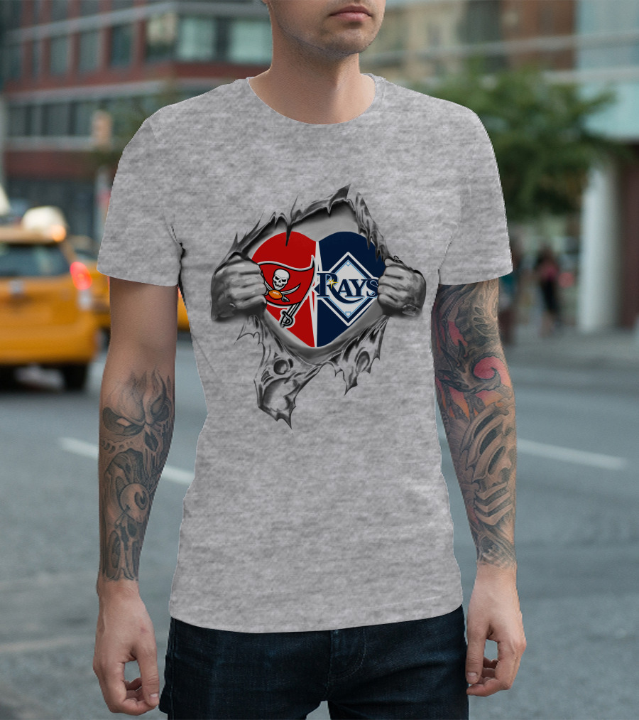 Buccaneers Tampa Bay Rays Heart Logo Tear T-Shirt